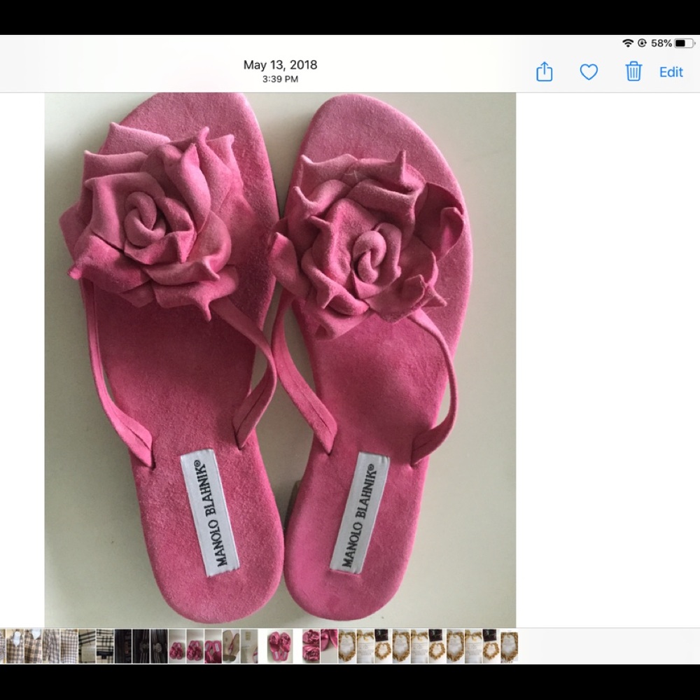 MANOLO BLAHNIK 37 HOT PINK SUEDE SANDALS ROSE